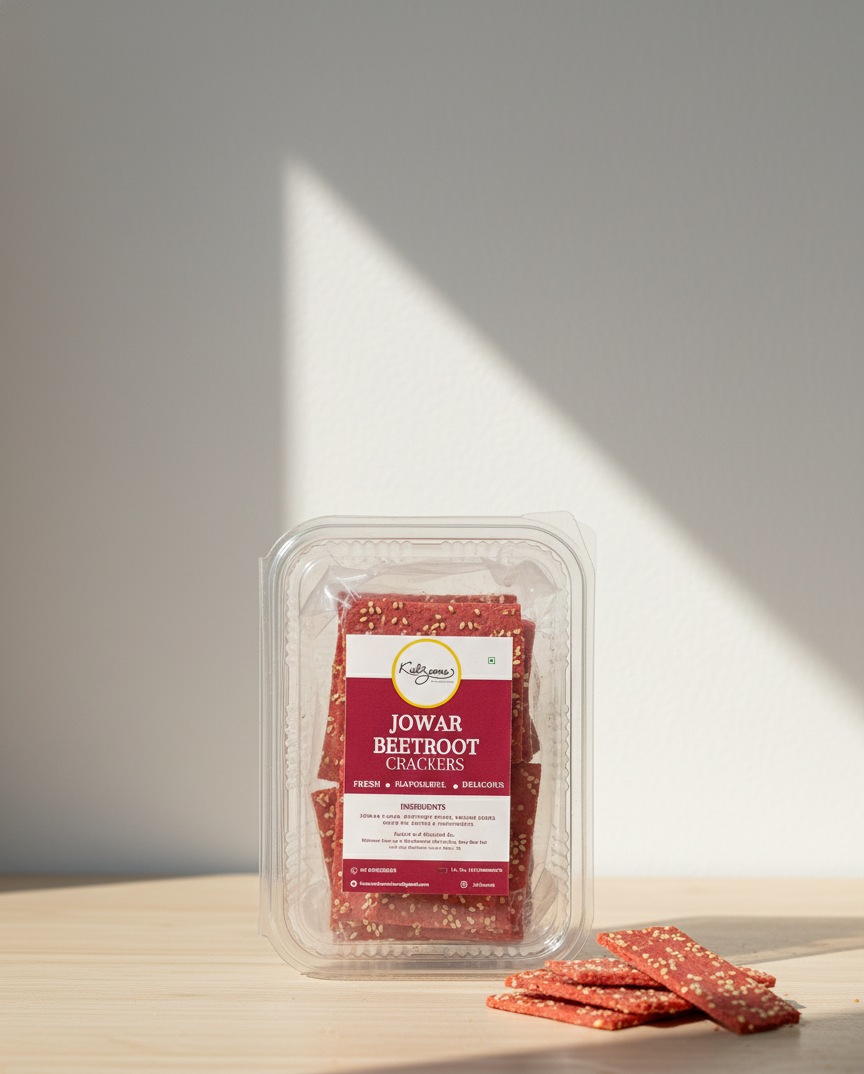 Jowar beetroot crackers