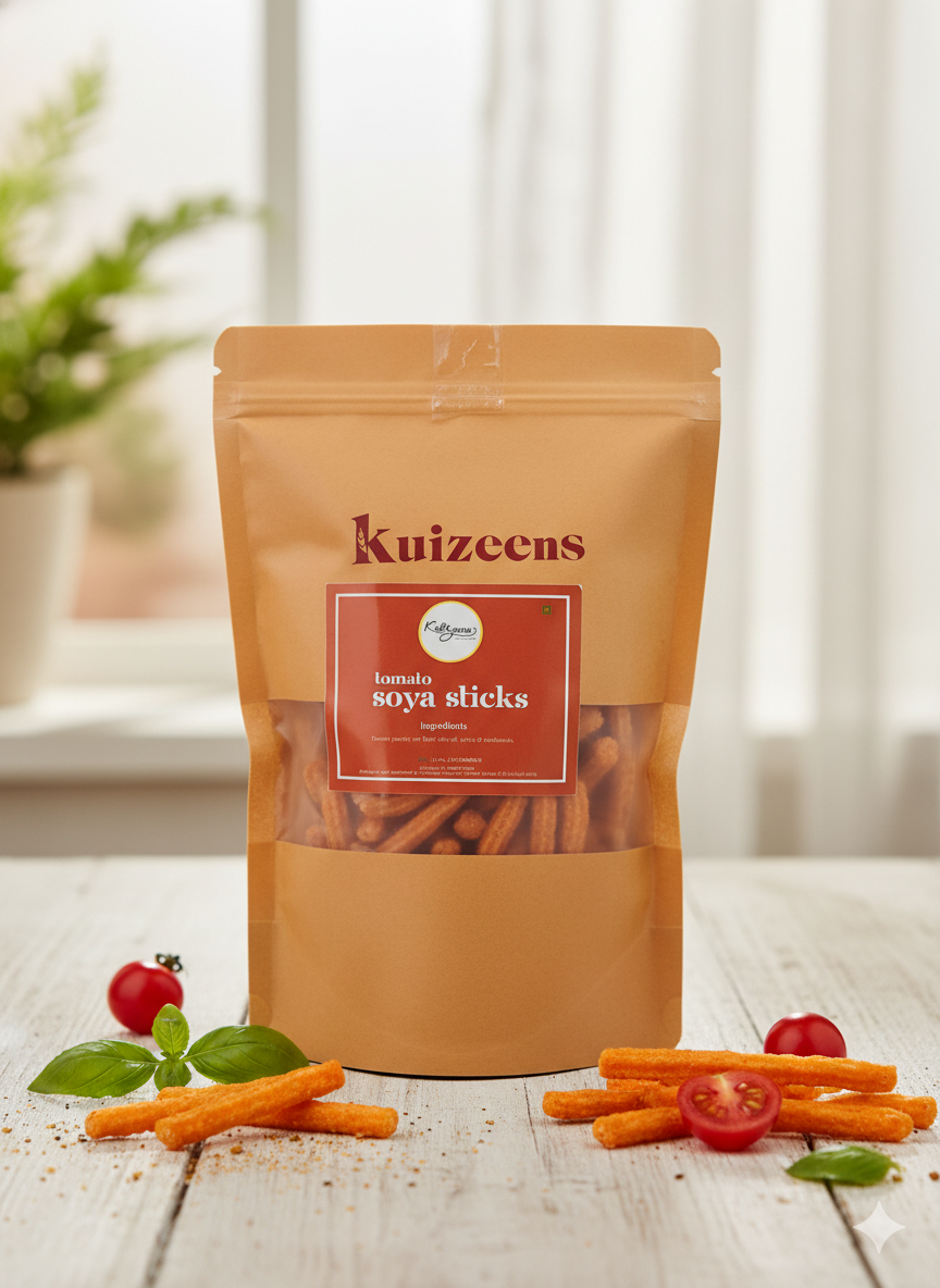 Tomato Soya Sticks tangy roasted healthy snacks for kids india