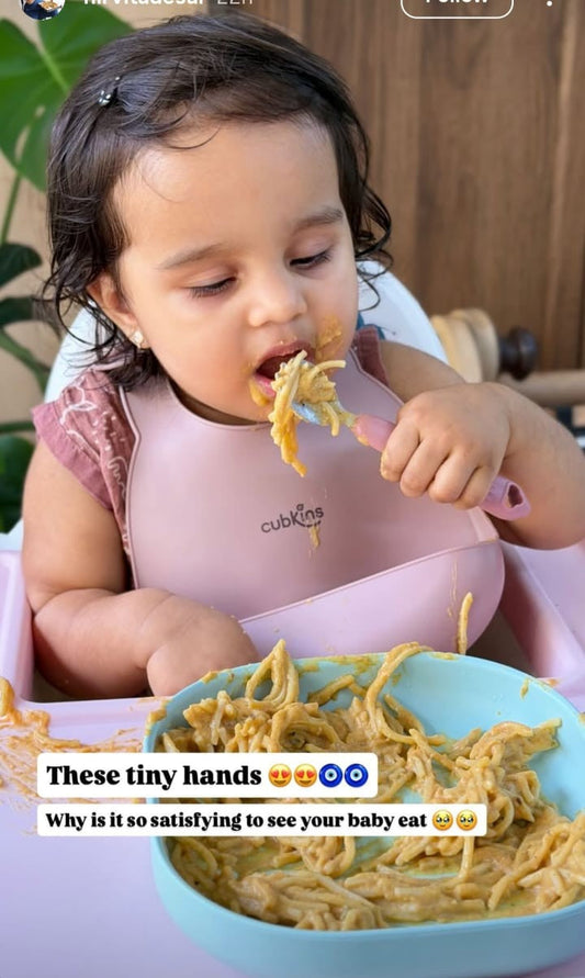 Baby eating Kuizeens Jowar Noodles