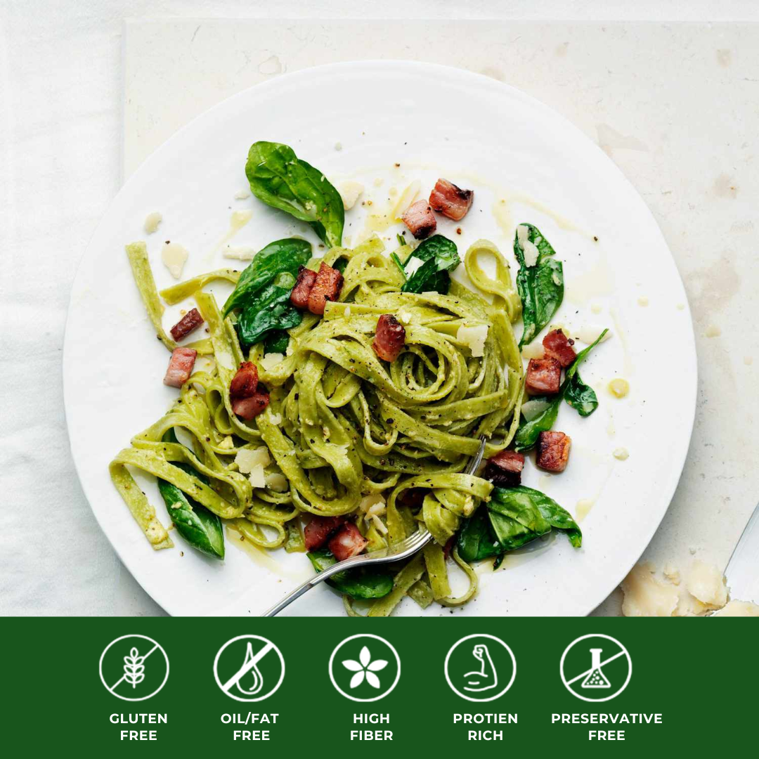 Soya Spinach Fetticcine