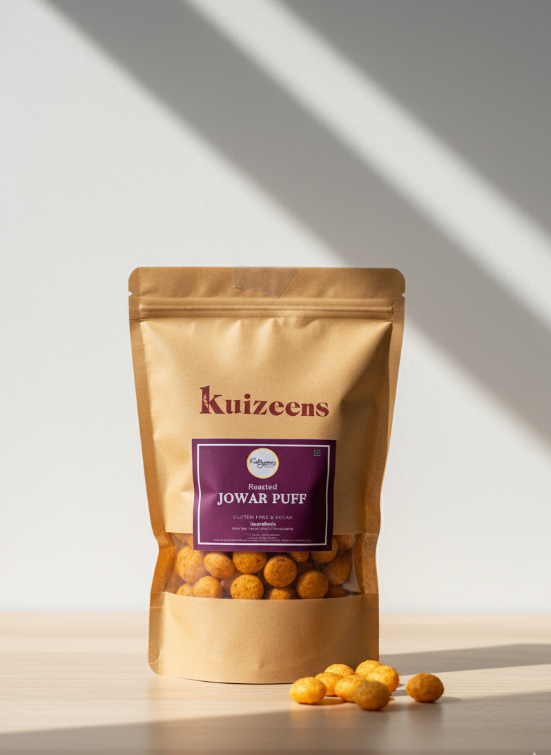 Jowar Puffs roasted sorghum millet healthy snacks for kids india gluten free